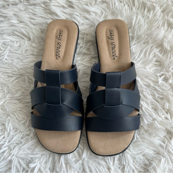 easy street Shoes - Easy Street Womens Lakeport Slide Sandals Navy New In Box Size 5.5